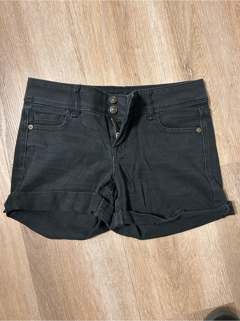 dELiA*s Black Rolled-Hem Denim Shorts